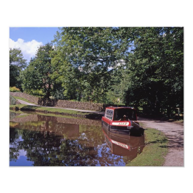 Narrow Boat Peak Forest Canal Marple Fototryck (Framsidan)