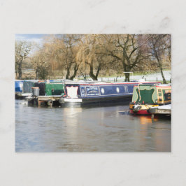 Narrow Boats Frozen Canal Vykort