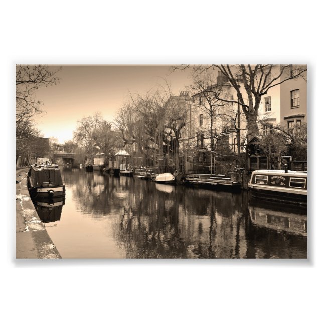 Narrow Boats Regent's Canal Camden London UK Fototryck (Framsidan)