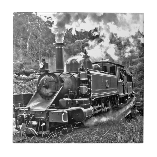 Narrow Gage Steam Tåg Puffing Engine Kakelplatta (Framsidan)