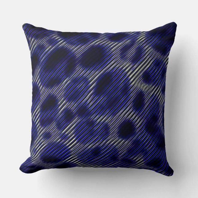 Narrow grått rand och underliga blå cirklar kudde (Framsida)