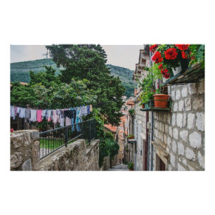 Narrow stone street i Dubrovnik Fototryck