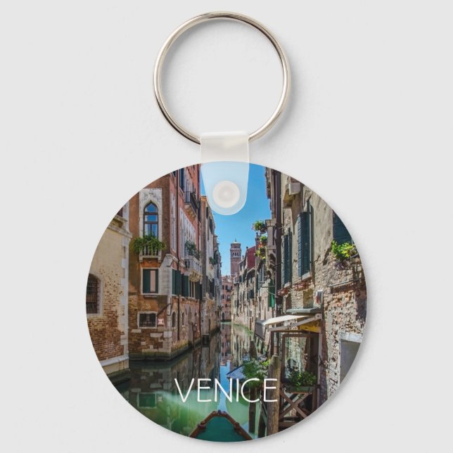 Narrow street med kanal i Venedig Nyckelring (Framsida)