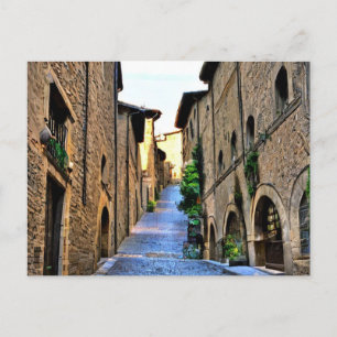 Narrow Street of Orvieto Painting, Italien Vykort