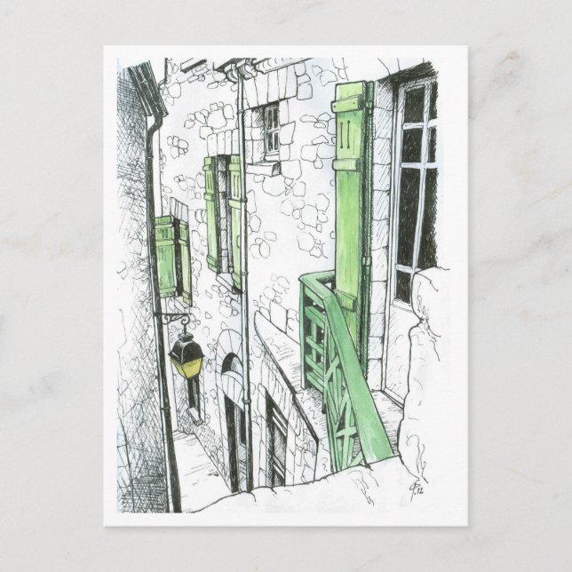 Narrow Street vid Mont St. Michel Vykort (Framsida)