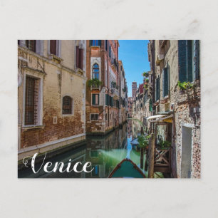 Narrow street with canal in Venice Postcard Vykort