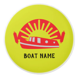 Narrowboat Canal Boat Living Doormat Keychain Wood Knopp