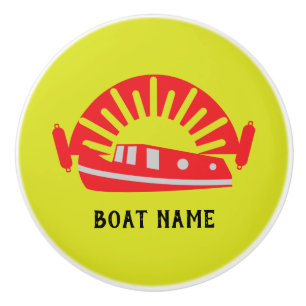 Narrowboat Canal Boat Living Doormat Keychain Wood Knopp