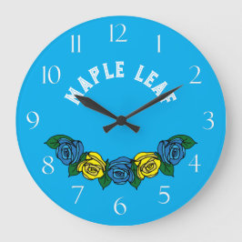 Narrowboat Folk Art Blue Ro Large Clock Stor Klocka