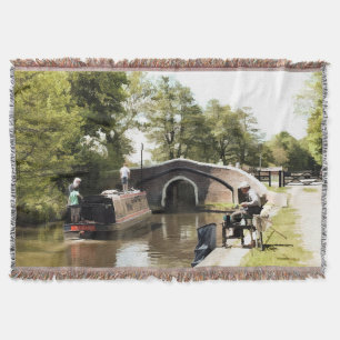 NARROWBOAT PÅ CANAL Throw Blanket Filt