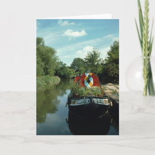 Narrowboat på kortet för Oxford kanalhälsning Kort