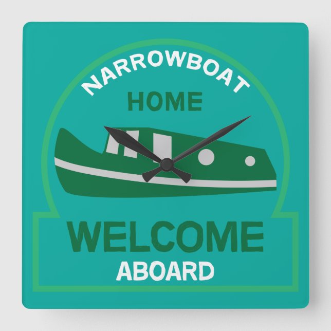 Narrowboat - Suppories - Canal Boat Gifts Fyrkantig Klocka (Framsida)