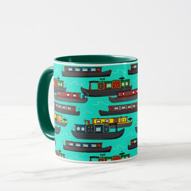 Narrowboats and Canal Barges Patterned Mugg (Framsida vänster)