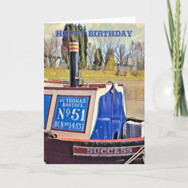 NARROWBOATS BIRTHDAY CARD TACK KORT (Framsida)