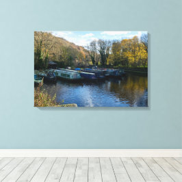 Narrowboats Moored at Salterhebble Basin Canvastryck
