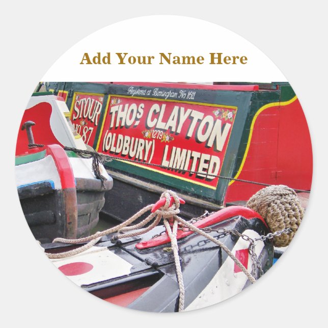 NARROWBOATS RUNT KLISTERMÄRKE (Framsida)