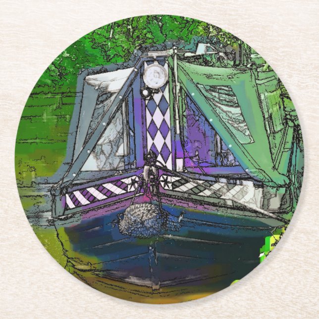 NARROWBOATS UNDERLÄGG PAPPER RUND (Framsidan)