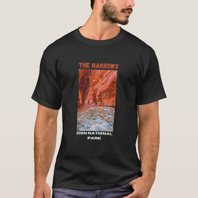 Narrows Zion National Park Travel Hike Utah T Shirt (Framsida)