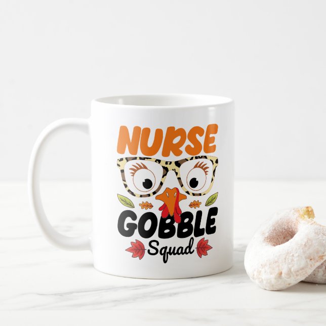 Närse Turkiet Gobble Squad Nursing Älskare Funny M Kaffemugg (Med munk)