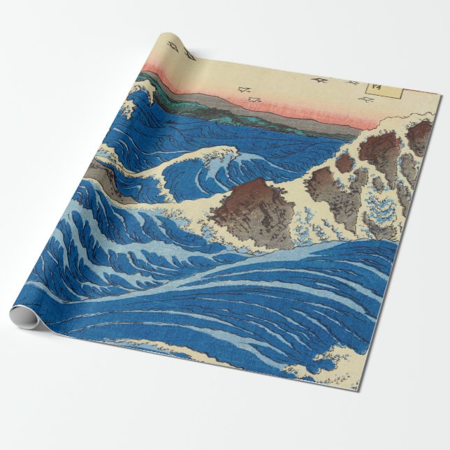 Naruto Whirlpools, Awa Province, 1855 av Hiroshige Presentpapper (Utrullad)