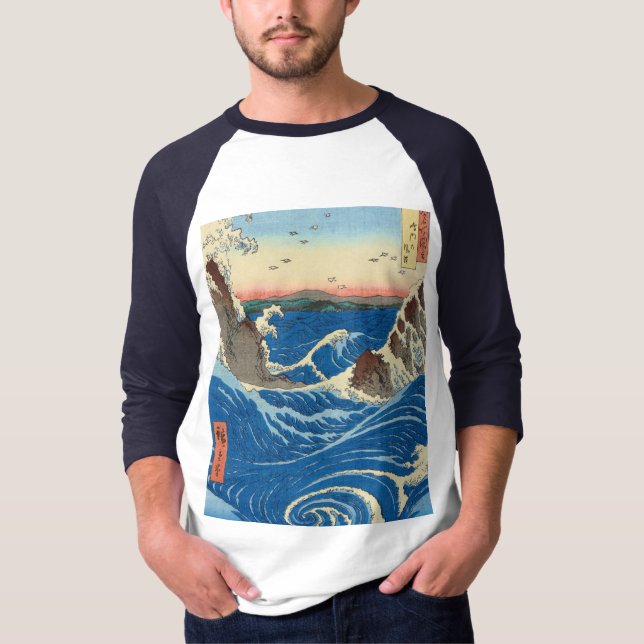 Naruto Whirlpools, Awa Province, 1855 av Hiroshige T Shirt (Framsida)