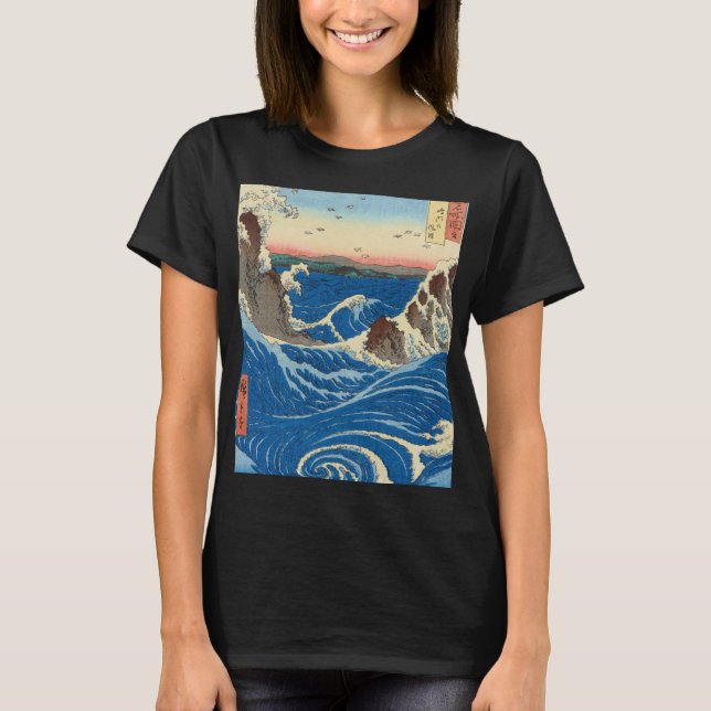 Naruto Whirlpools, Awa Province, 1855 av Hiroshige T Shirt (Framsida)