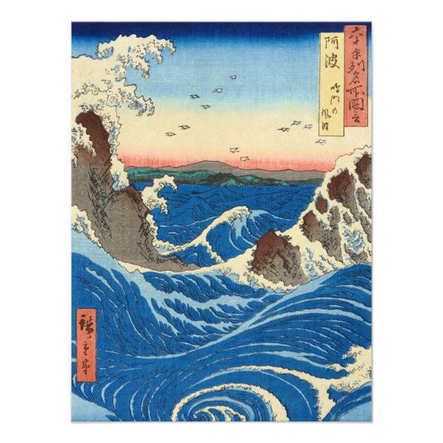Naruto Whirlpools, provinsen Awa, Hiroshige Fototryck (Framsidan)