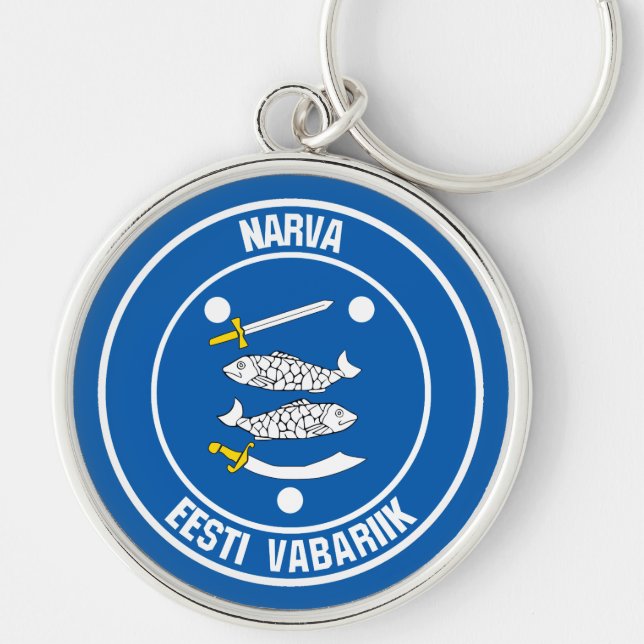 Narva Round Emblem Rund Silverfärgad Nyckelring (Framsidan)