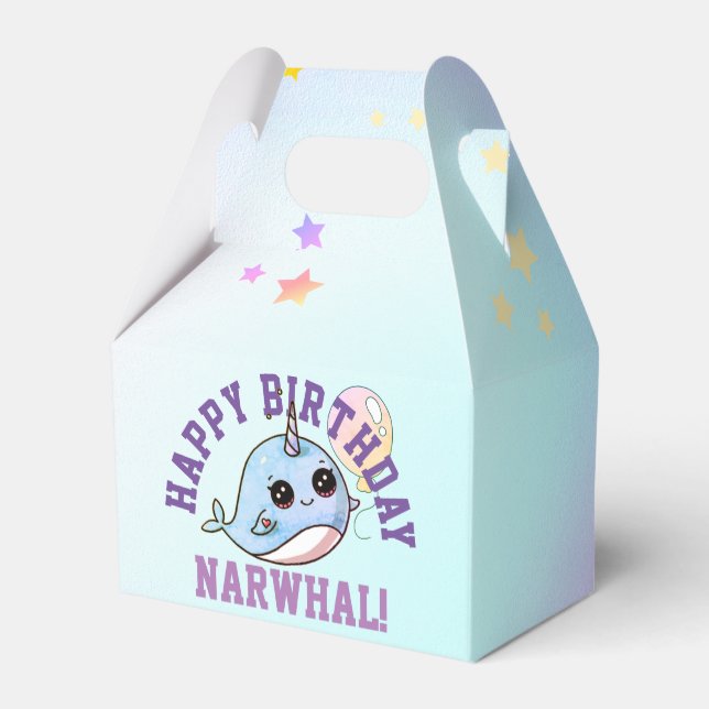 Narval födelsedagspersonifierad med ballong presentaskar (Baksidan Sidan)