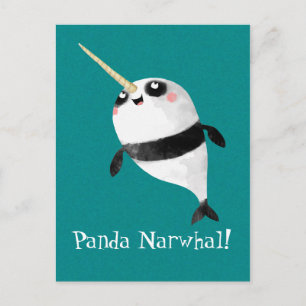 Narval och Panda i en Vykort