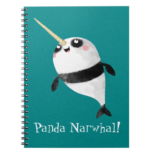 Narval och Panda i Ena Anteckningsbok Med Spiral (Framsidan)