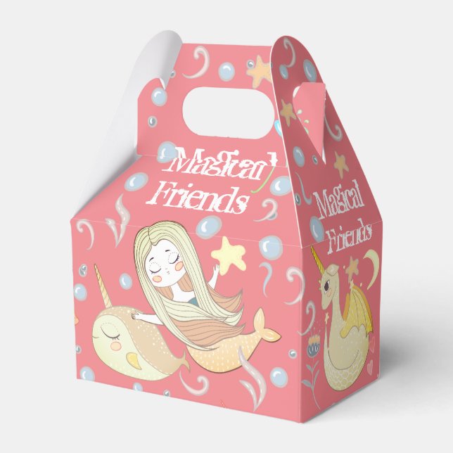 Narval Sjöröding Enhörning Drake Fantasy Rosa Fest Presentaskar (Framsidan Sidan)