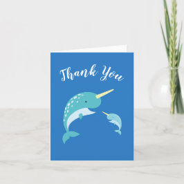 Narvala Baby Shower Blue Boy Whale Tack Kort