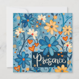 Närvaro inspirerande Söt av hjärtans Blommigt Blue Julkort