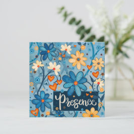 Närvaro inspirerande Söt av hjärtans Blommigt Blue Julkort