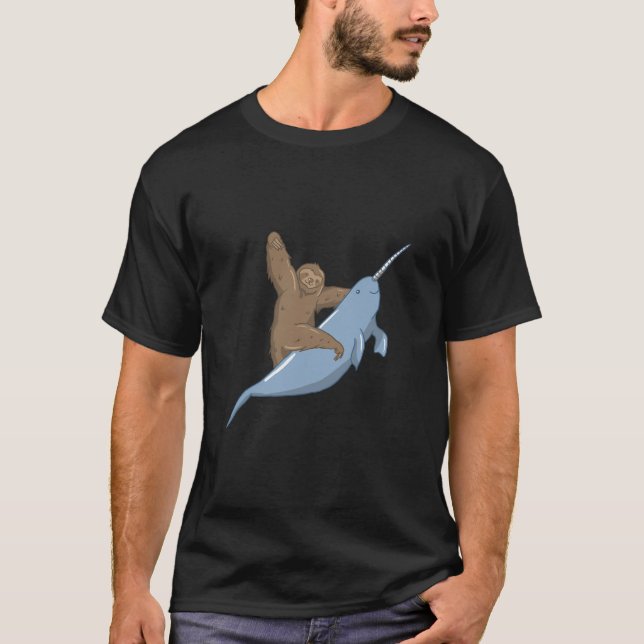 Narwahl Unicorn Beluga Tusk Whale Fish Sloth Gift T Shirt (Framsida)