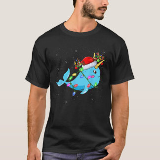 Narwhal Älskare Julafton Lighting Santa Narwhal Ch T Shirt