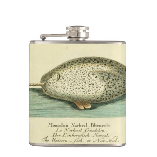 Narwhal Antique Whale Watercolor Painting Fickplunta