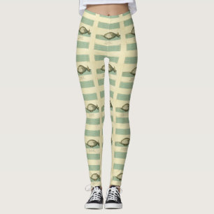 Narwhal Antique Whale Watercolor Painting Leggings
