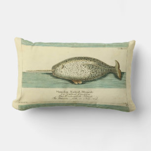 Narwhal Antique Whale Watercolor Painting Lumbarkudde