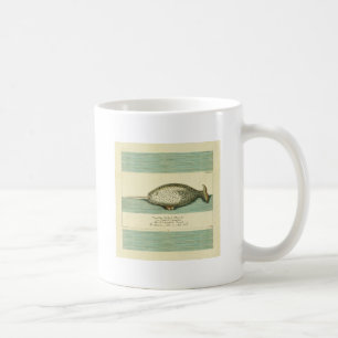 Narwhal Antique Whale Watercolor Scientific Art Kaffemugg