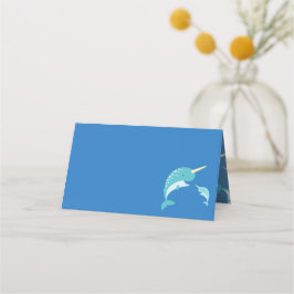 Narwhal Baby Shower Blue Boy Whale Placeringskort