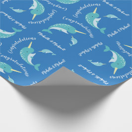 Narwhal Baby Shower Blue Boy Whale Presentpapper