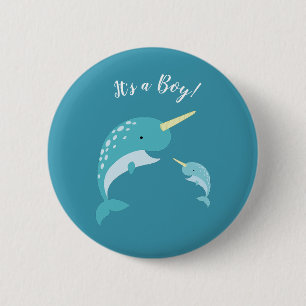 Narwhal Baby Shower Gult Gender Neutral Whale Knapp