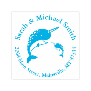 Narwhal Baby Shower Gult Gender Neutral Whale Självfärgande Stämpel