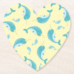 Narwhal Baby Shower Gult Gender Neutral Whale Underlägg Papper
