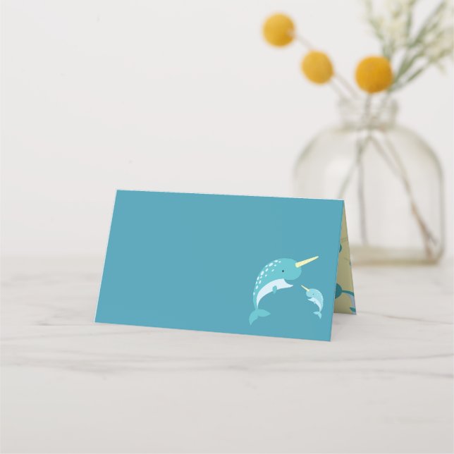 Narwhal Baby Shower Placeringskort (Framsida)