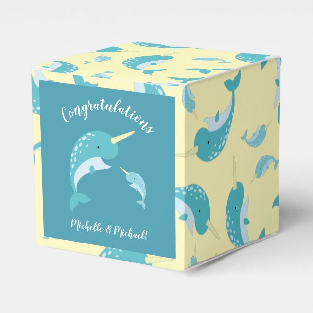 Narwhal Baby Shower Presentaskar (Framsidan Sidan)