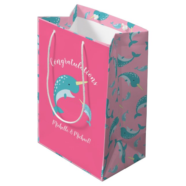 Narwhal Baby Shower Rosa Girl Girl Cute (Baksidan Vinklad)