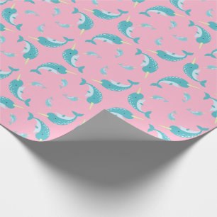 Narwhal Baby Shower Rosa Girl Whale Presentpapper